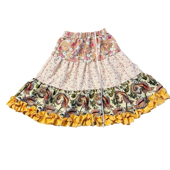 Mi Amore Pink, Green and Blue Maxi Tiered Floral Skirt Size 4-6Y - Picture 3 of 5